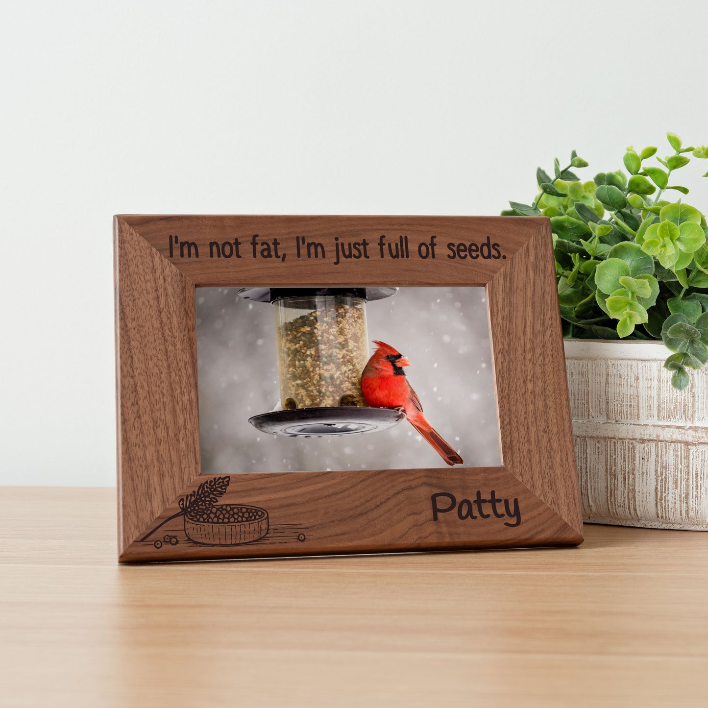 Personalized Bird Picture Frame, Genuine Walnut Bird Photo Frame 4x6, Bird Picture Wall Decor, Bird Memorial Gift, Bird Loss Gifts