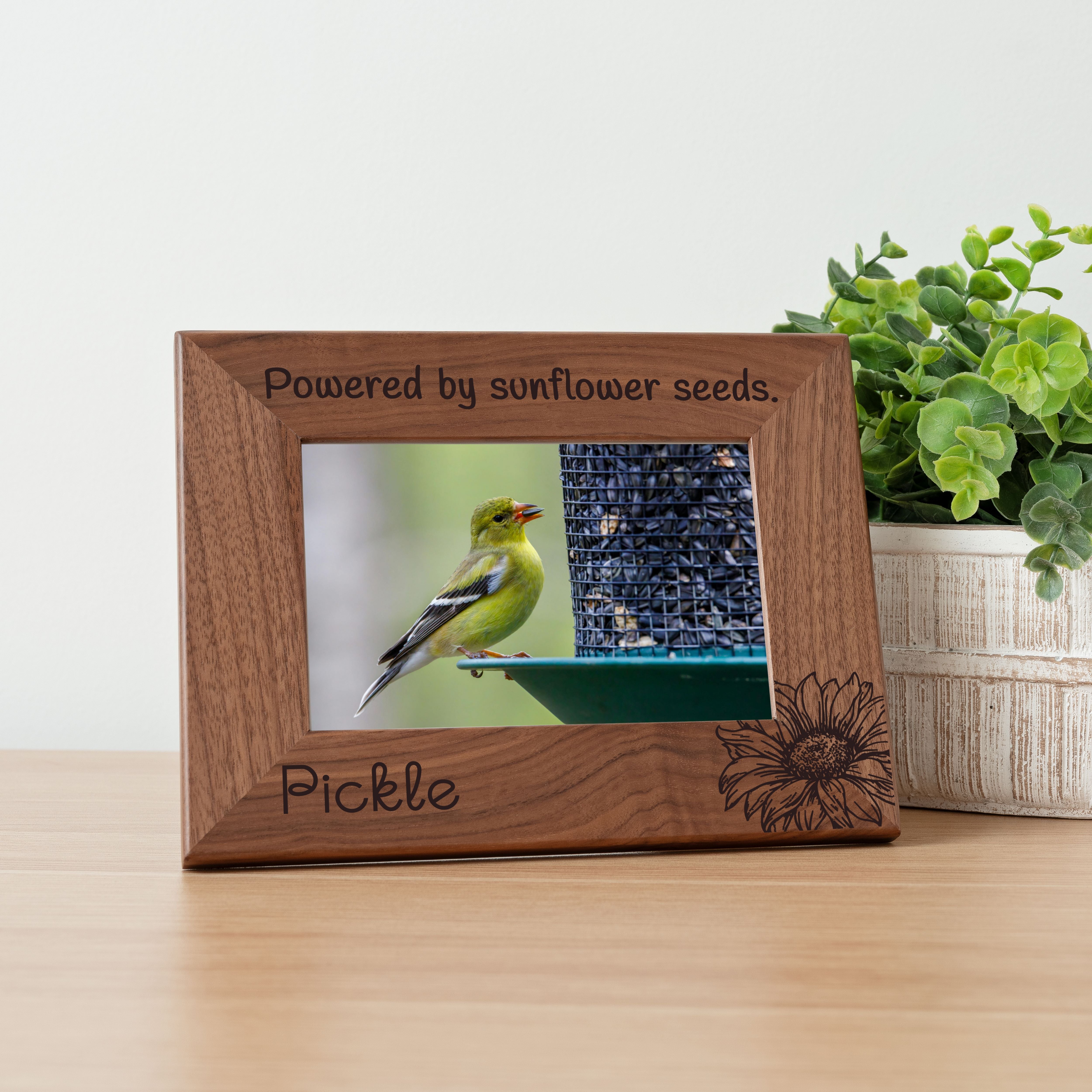 Personalized Bird Picture Frame, Genuine Walnut Bird Photo Frame 4x6, Bird Picture Wall Decor, Bird Memorial Gift, Bird Loss Gifts