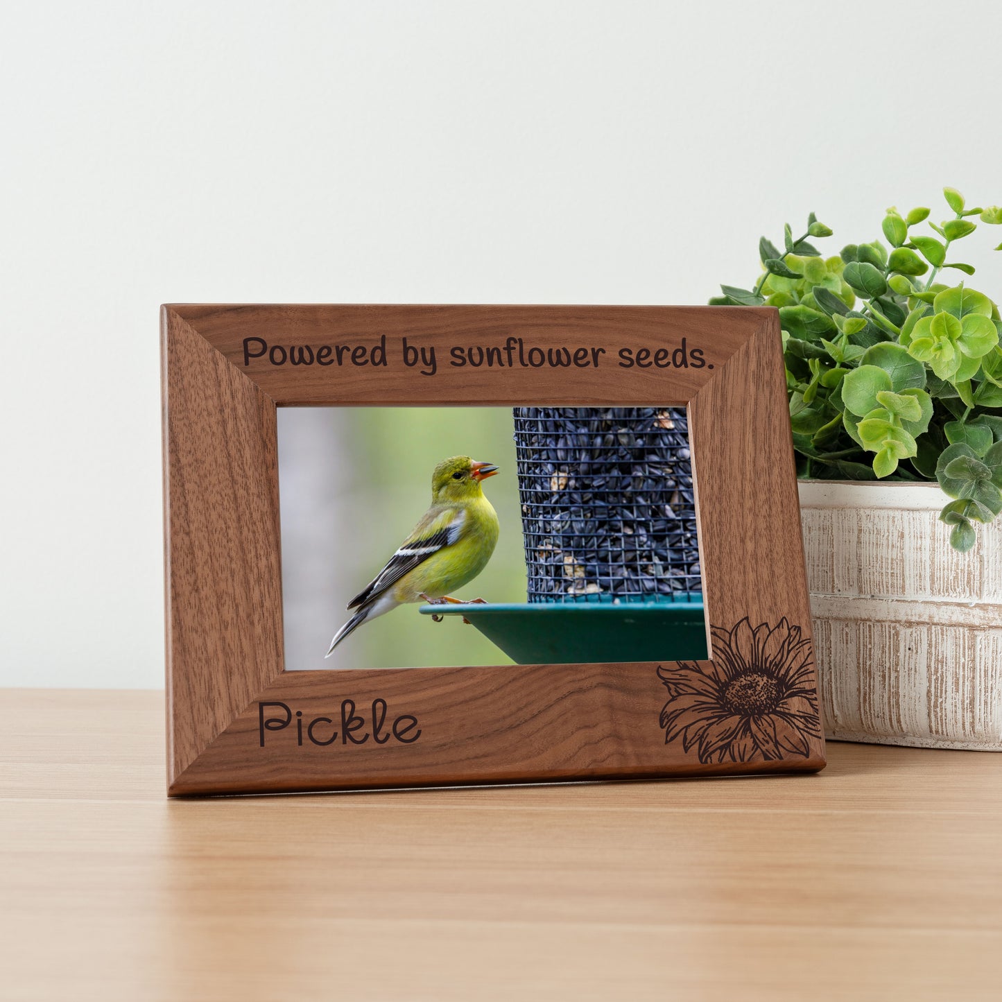 Personalized Bird Picture Frame, Genuine Walnut Bird Photo Frame 4x6, Bird Picture Wall Decor, Bird Memorial Gift, Bird Loss Gifts