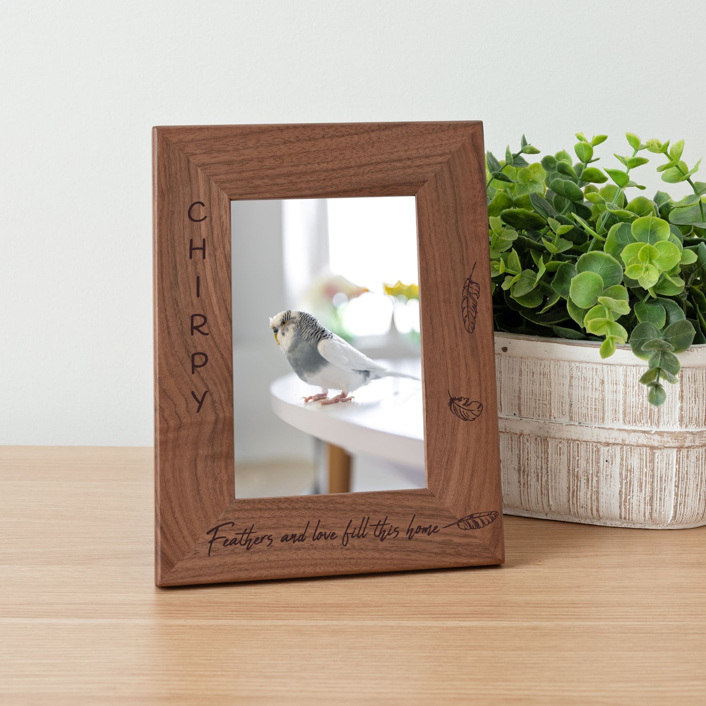 Personalized Bird Picture Frame, Genuine Walnut Bird Photo Frame 4x6, Bird Picture Wall Decor, Bird Memorial Gift, Bird Loss Gifts