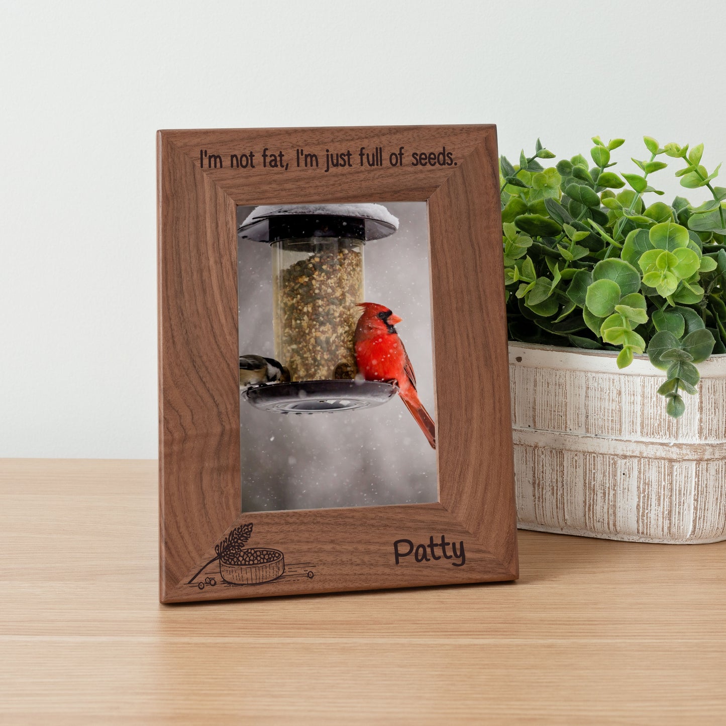 Personalized Bird Picture Frame, Genuine Walnut Bird Photo Frame 4x6, Bird Picture Wall Decor, Bird Memorial Gift, Bird Loss Gifts