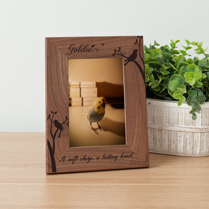 Personalized Bird Picture Frame, Genuine Walnut Bird Photo Frame 4x6, Bird Picture Wall Decor, Bird Memorial Gift, Bird Loss Gifts - Apparel & Accessories - Aylev