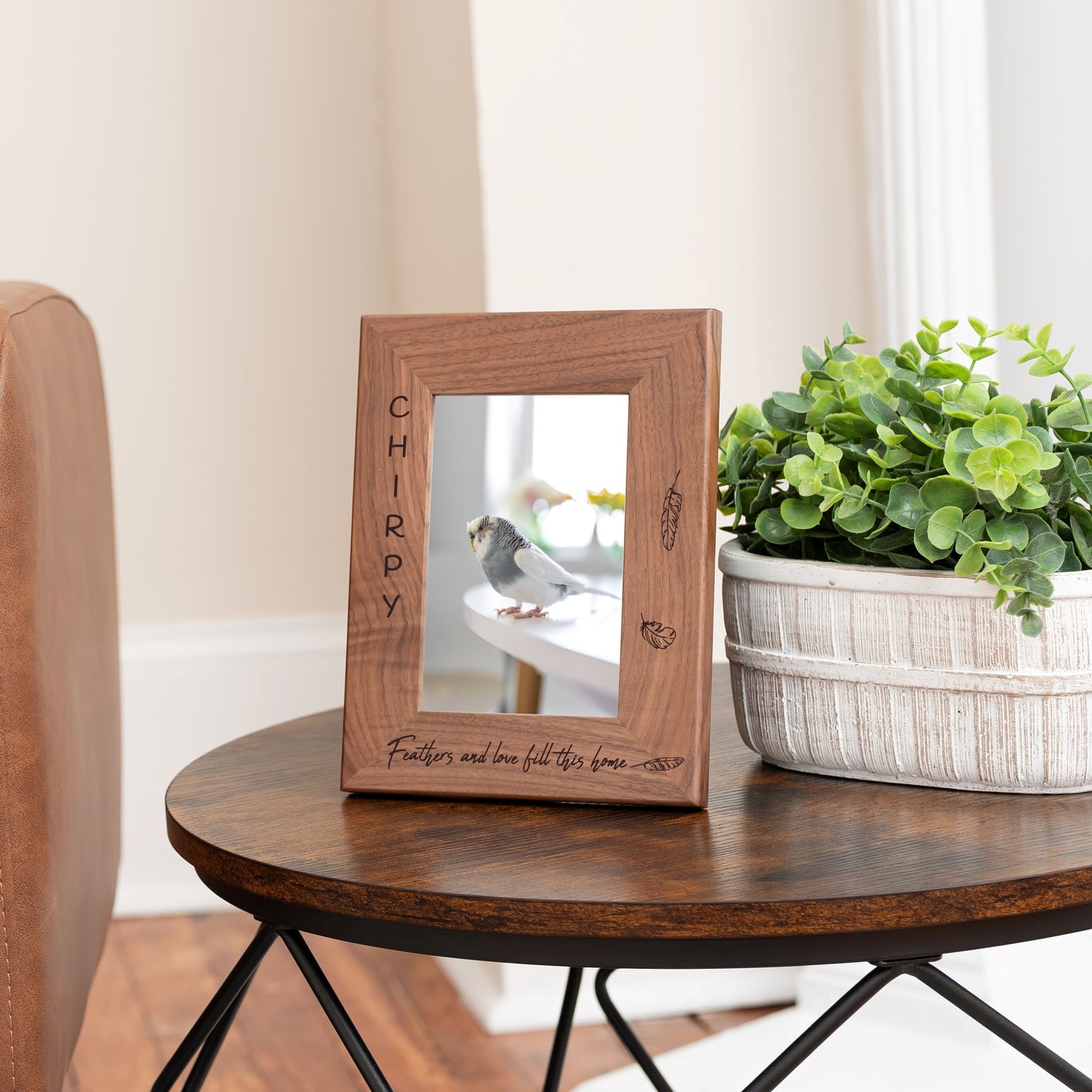 Personalized Bird Picture Frame, Genuine Walnut Bird Photo Frame 4x6, Bird Picture Wall Decor, Bird Memorial Gift, Bird Loss Gifts