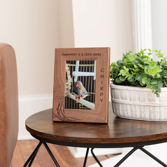 Personalized Bird Picture Frame, Genuine Walnut Bird Photo Frame 4x6, Bird Picture Wall Decor, Bird Memorial Gift, Bird Loss Gifts - Apparel & Accessories - Aylev