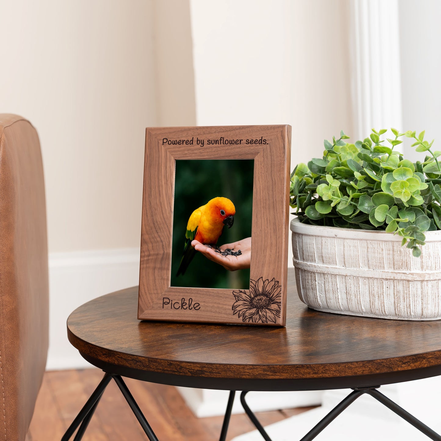Personalized Bird Picture Frame, Genuine Walnut Bird Photo Frame 4x6, Bird Picture Wall Decor, Bird Memorial Gift, Bird Loss Gifts
