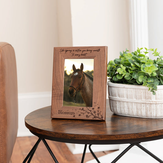 Personalized Horse Picture Frame, Genuine Walnut Horse Photo Frame 4x6, Horse Picture Wall Decor, Horse Memorial Gift, Horse Loss Gifts - Apparel & Accessories - Aylev