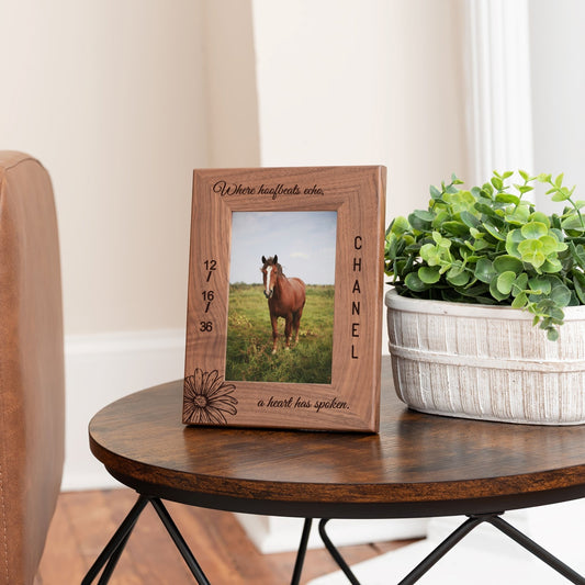 Personalized Horse Picture Frame, Genuine Walnut Horse Photo Frame 4x6, Horse Picture Wall Decor, Horse Memorial Gift, Horse Loss Gifts - Apparel & Accessories - Aylev