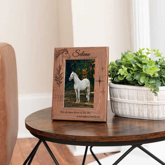 Personalized Horse Picture Frame, Genuine Walnut Horse Photo Frame 4x6, Horse Picture Wall Decor, Horse Memorial Gift, Horse Loss Gifts - Apparel & Accessories - Aylev