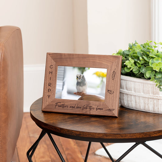 Personalized Bird Picture Frame, Genuine Walnut Bird Photo Frame 4x6, Bird Picture Wall Decor, Bird Memorial Gift, Bird Loss Gifts - Apparel & Accessories - Aylev