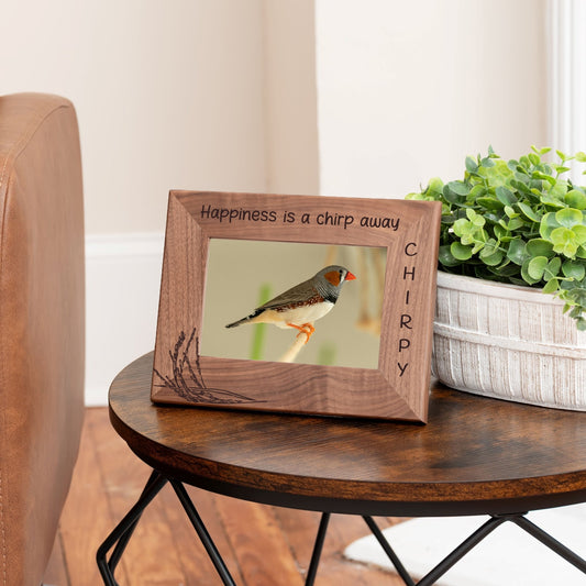 Personalized Bird Picture Frame, Genuine Walnut Bird Photo Frame 4x6, Bird Picture Wall Decor, Bird Memorial Gift, Bird Loss Gifts - Apparel & Accessories - Aylev