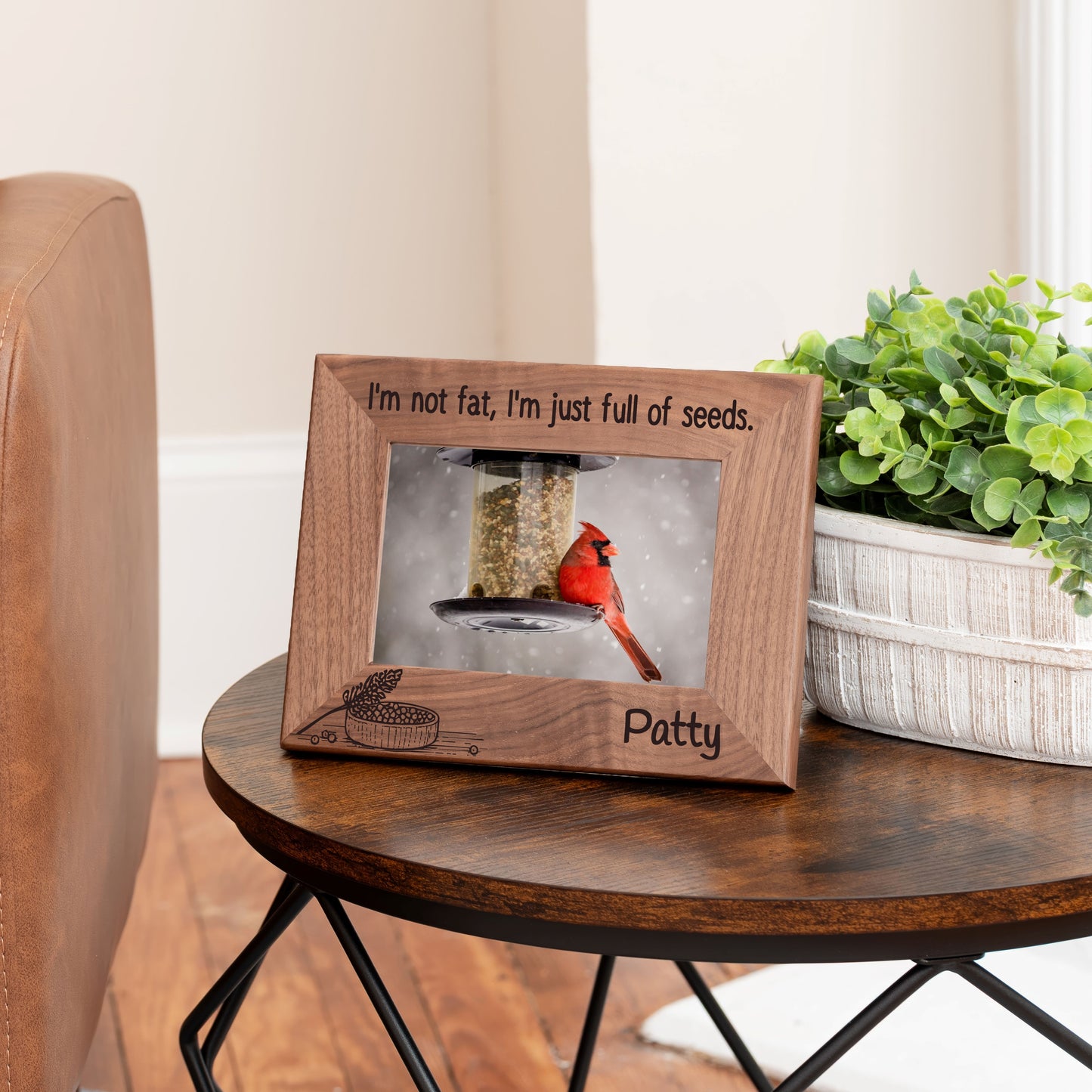 Personalized Bird Picture Frame, Genuine Walnut Bird Photo Frame 4x6, Bird Picture Wall Decor, Bird Memorial Gift, Bird Loss Gifts