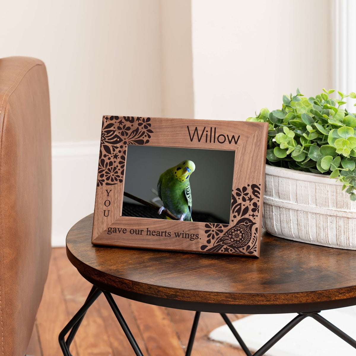 Personalized Bird Picture Frame, Genuine Walnut Bird Photo Frame 4x6, Bird Picture Wall Decor, Bird Memorial Gift, Bird Loss Gifts - Apparel & Accessories - Aylev