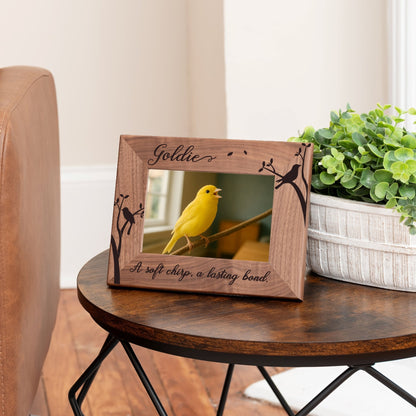 Personalized Bird Picture Frame, Genuine Walnut Bird Photo Frame 4x6, Bird Picture Wall Decor, Bird Memorial Gift, Bird Loss Gifts - Apparel & Accessories - Aylev