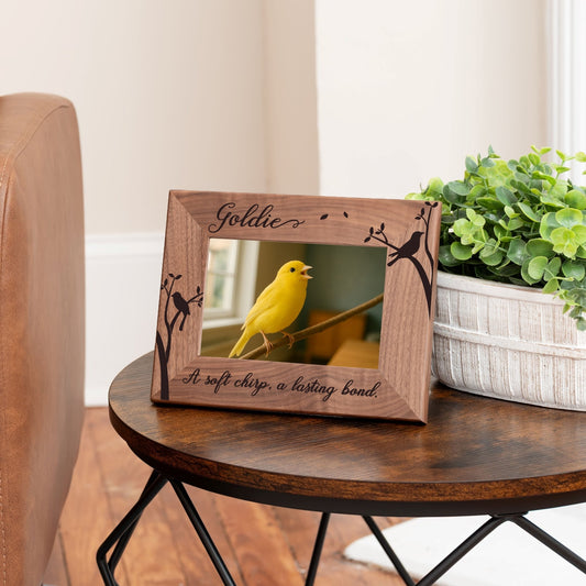 Personalized Bird Picture Frame, Genuine Walnut Bird Photo Frame 4x6, Bird Picture Wall Decor, Bird Memorial Gift, Bird Loss Gifts - Apparel & Accessories - Aylev