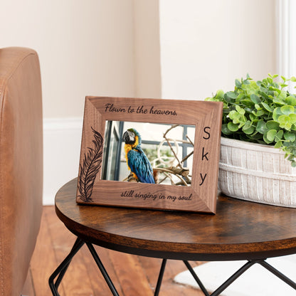 Personalized Bird Picture Frame, Genuine Walnut Bird Photo Frame 4x6, Bird Picture Wall Decor, Bird Memorial Gift, Bird Loss Gifts - Apparel & Accessories - Aylev