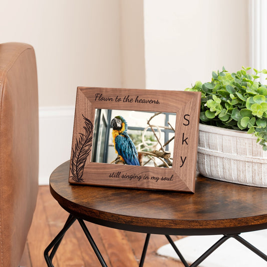 Personalized Bird Picture Frame, Genuine Walnut Bird Photo Frame 4x6, Bird Picture Wall Decor, Bird Memorial Gift, Bird Loss Gifts - Apparel & Accessories - Aylev