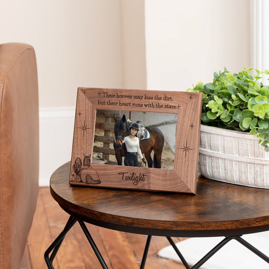 Personalized Horse Picture Frame, Genuine Walnut Horse Photo Frame 4x6, Horse Picture Wall Decor, Horse Memorial Gift, Horse Loss Gifts - Apparel & Accessories - Aylev