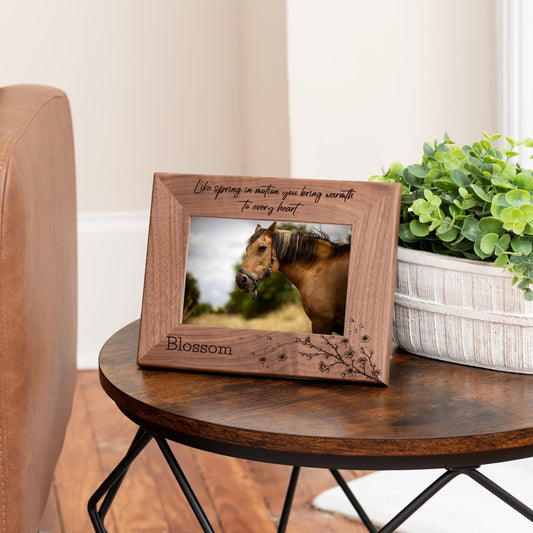 Personalized Horse Picture Frame, Genuine Walnut Horse Photo Frame 4x6, Horse Picture Wall Decor, Horse Memorial Gift, Horse Loss Gifts - Apparel & Accessories - Aylev
