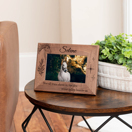 Personalized Horse Picture Frame, Genuine Walnut Horse Photo Frame 4x6, Horse Picture Wall Decor, Horse Memorial Gift, Horse Loss Gifts - Apparel & Accessories - Aylev