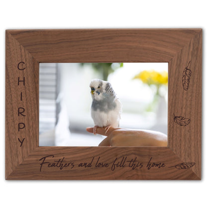 Personalized Bird Picture Frame, Genuine Walnut Bird Photo Frame 4x6, Bird Picture Wall Decor, Bird Memorial Gift, Bird Loss Gifts - Apparel & Accessories - Aylev