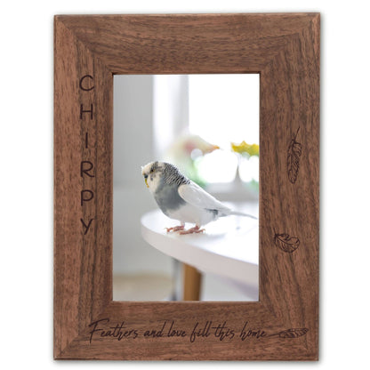 Personalized Bird Picture Frame, Genuine Walnut Bird Photo Frame 4x6, Bird Picture Wall Decor, Bird Memorial Gift, Bird Loss Gifts - Apparel & Accessories - Aylev