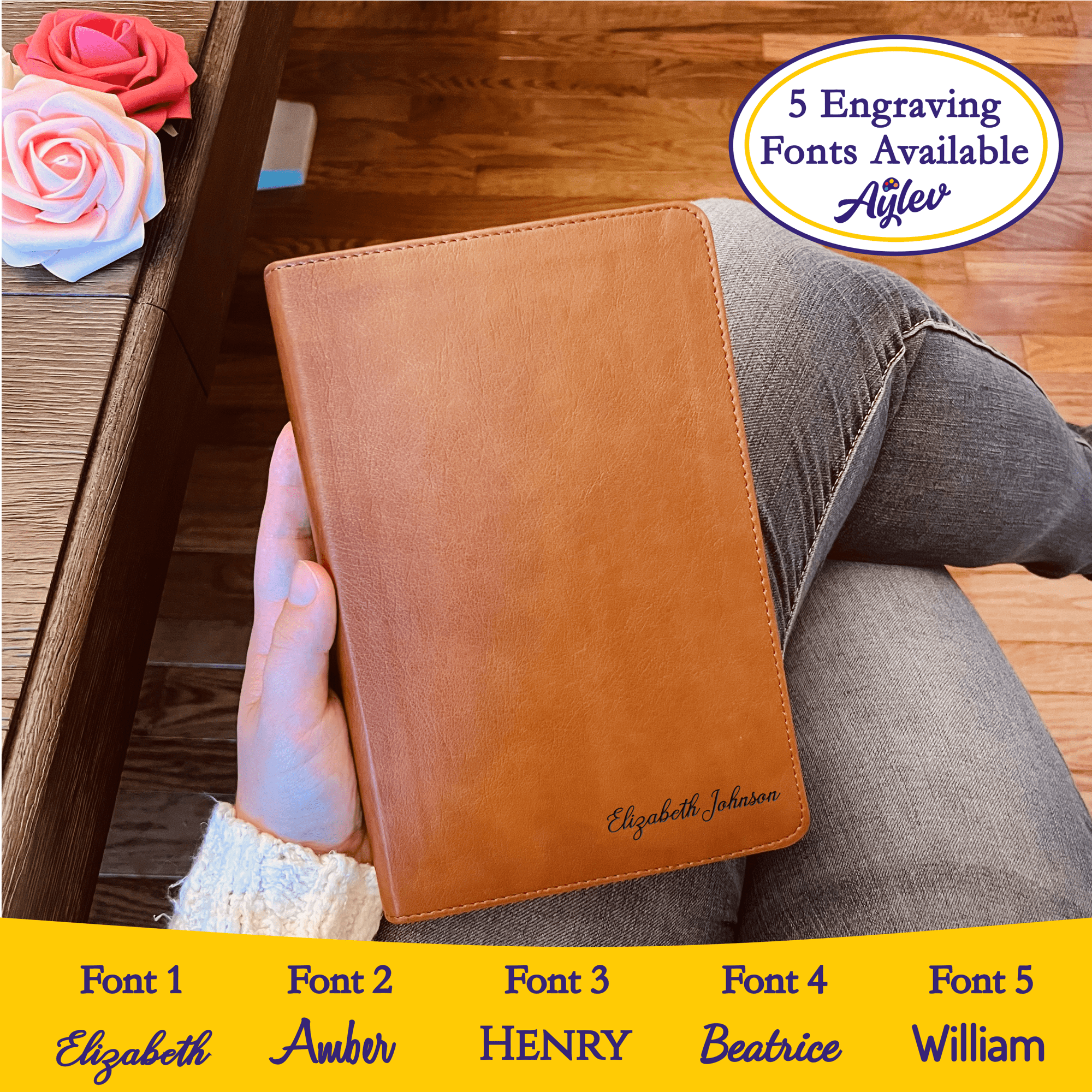 Personalized ESV/RVR English-Spanish Bilingual Bible – Custom Engraved Name | Christian Gift - Religious Books - Aylev