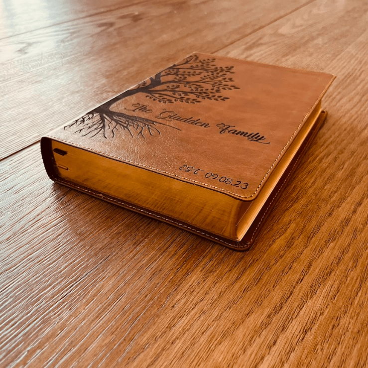 Personalized Family Bible, Custom Engraved NKJV Wide - Margin Family Tree Bible, Wedding Gifts, Anniversary Gifts, Family Bible for Weddings - Religious Books - Aylev