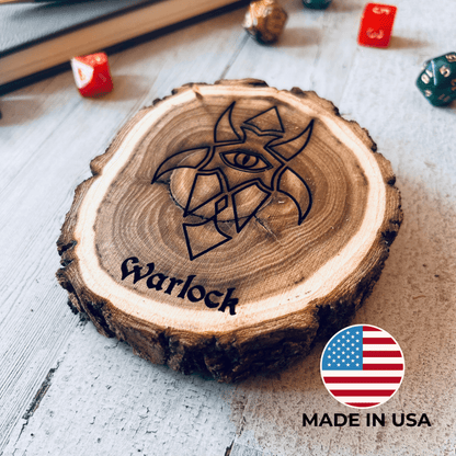 Dungeons and Dragons Real Wood Warlock DnD Coaster, DnD Accessories, DnD Gift for Men, DnD Stuff, D&D Gifts - Apparel & Accessories - Aylev