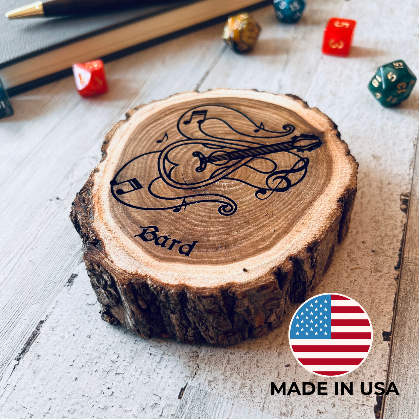 Dungeons and Dragons Real Wood Bard DnD Coaster | DnD Accessories | DnD Gift for Men | Dungeon Master Gift | DnD Stuff | D&D Gifts