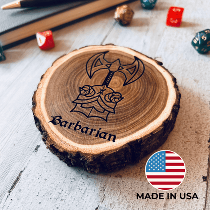 Dungeons and Dragons Real Wood Barbarian DnD Coaster, DnD Accessories, DnD Gift for Men, DnD Stuff, D&D Gifts - Apparel & Accessories - Aylev