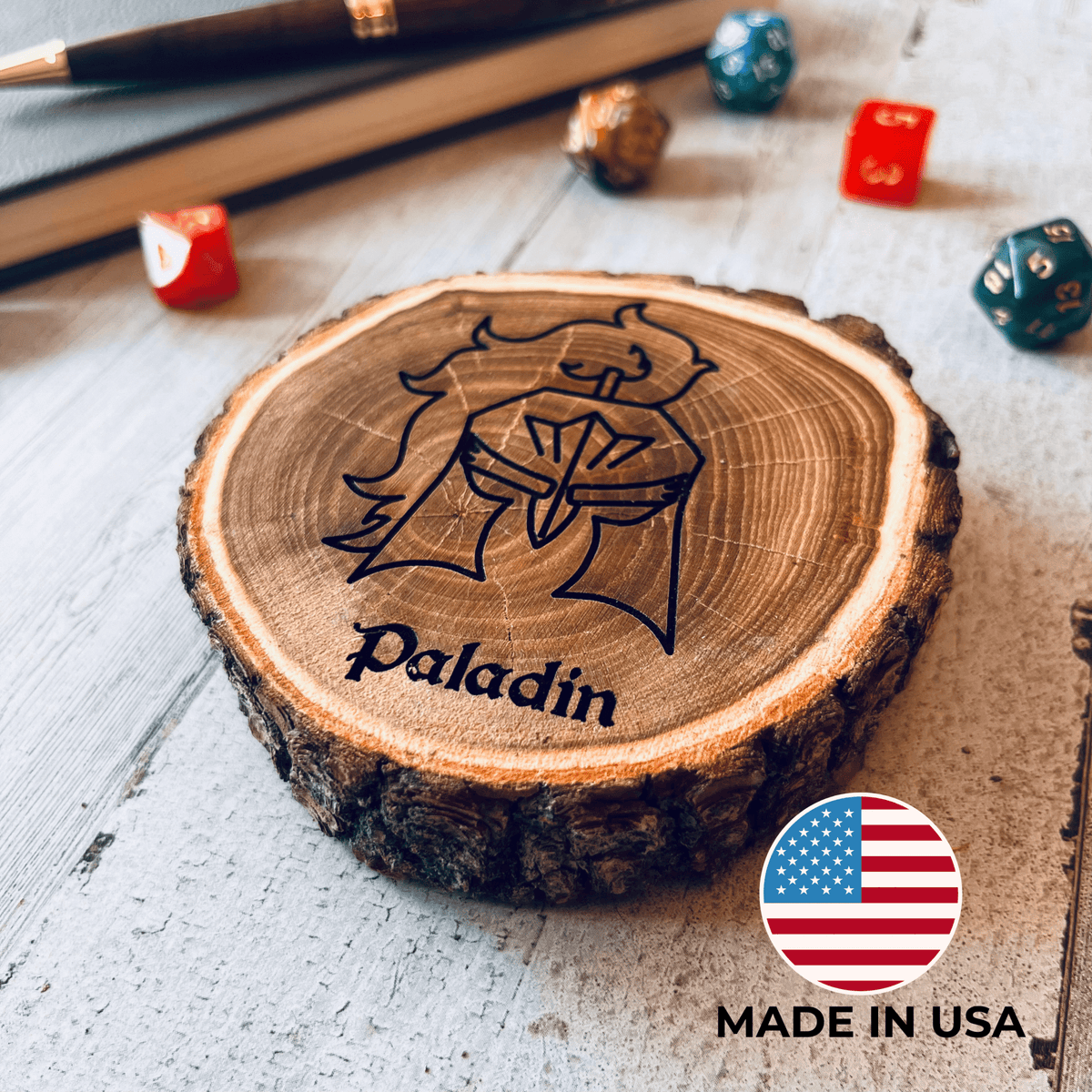 Dungeons and Dragons Real Wood Paladin DnD Coaster, DnD Accessories, DnD Gift for Men, DnD Stuff, D&D Gifts - Apparel & Accessories - Aylev