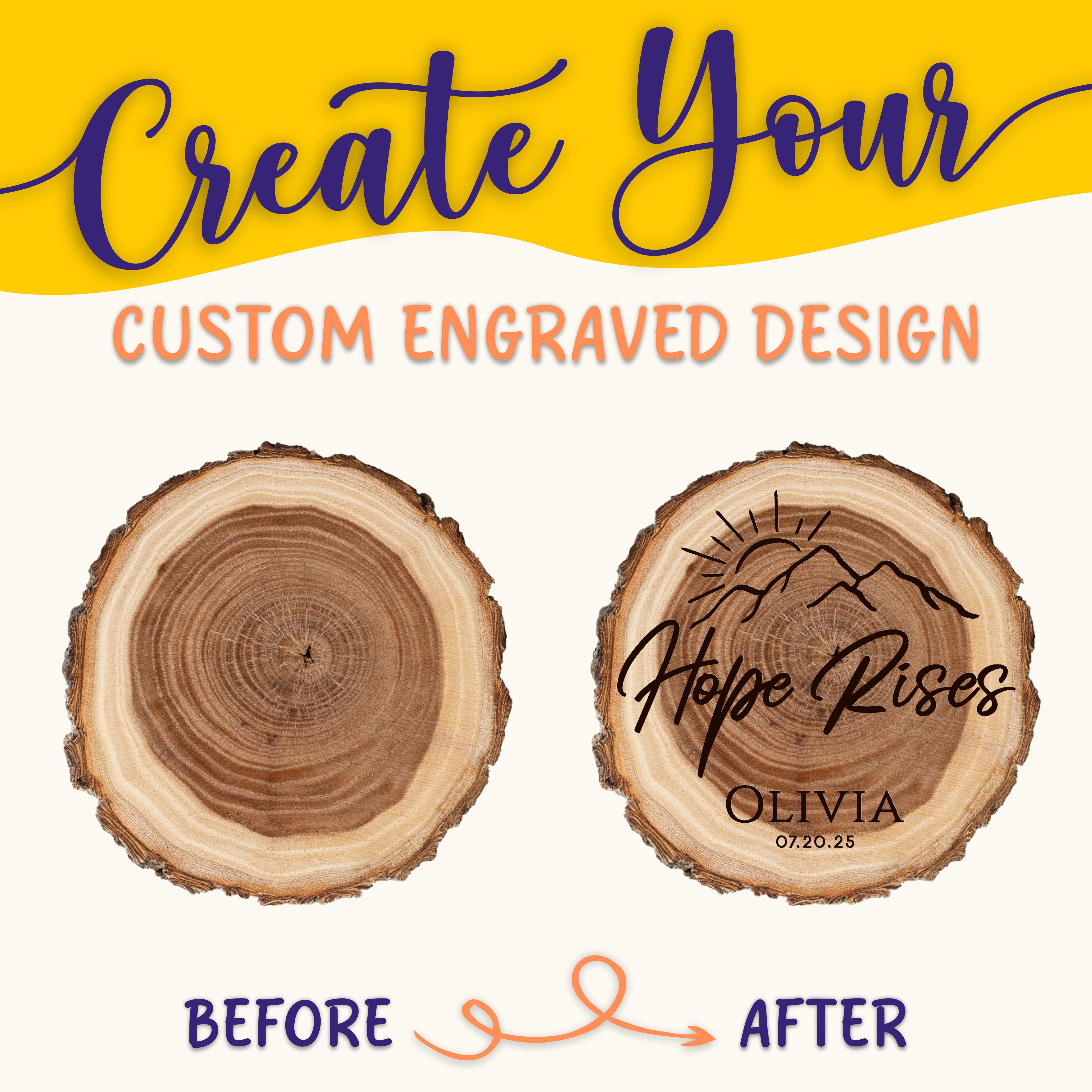 Personalized Wood Coaster Set, Create Your Own Custom Engraved Design with a Designer, Real Wood Coasters, Made in The USA, Keepsake Gift