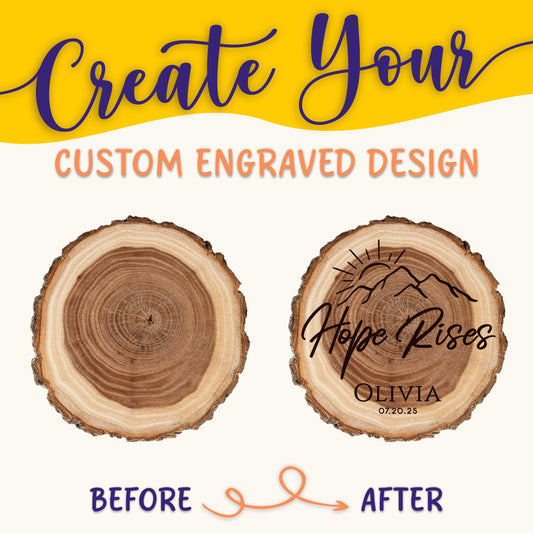 Personalized Wood Coaster Set, Create Your Own Custom Engraved Design with a Designer, Real Wood Coasters, Made in The USA, Keepsake Gift