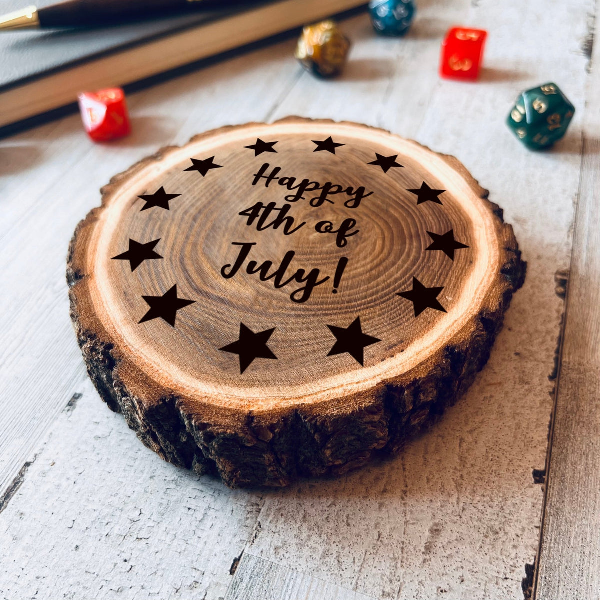 Dungeons and Dragons Real Wood 4thofJuly DnD Coaster, DnD Accessories, DnD Gift for Men, DnD Stuff, D&D Gifts - Apparel & Accessories - Aylev