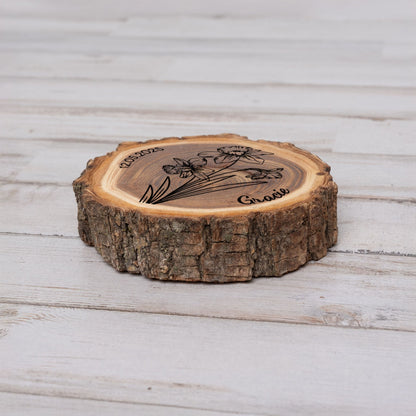 Personalized Birth Flower December Coaster, Real Wood Birth Month Flower Gift, Made in USA Birthday Gift for Her, Girlfriend, Wife, or Mom - Apparel & Accessories - Aylev