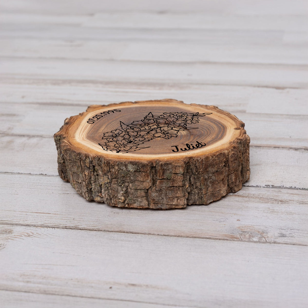 Personalized Birth Flower July Coaster, Real Wood Birth Month Flower Gift, Made in USA Birthday Gift for Her, Girlfriend, Wife, or Mom - Apparel & Accessories - Aylev