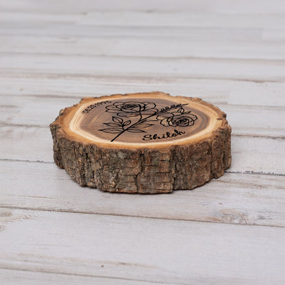Personalized Birth Flower June Coaster, Real Wood Birth Month Flower Gift, Made in USA Birthday Gift for Her, Girlfriend, Wife, or Mom - Apparel & Accessories - Aylev