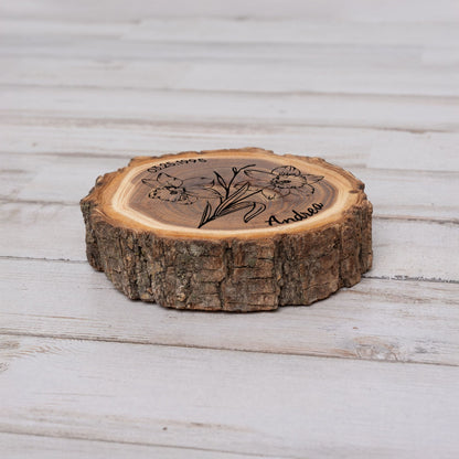 Personalized Birth Flower March Coaster, Real Wood Birth Month Flower Gift, Made in USA Birthday Gift for Her, Girlfriend, Wife, or Mom - Apparel & Accessories - Aylev