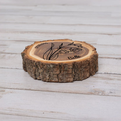 Personalized Birth Flower May Coaster, Real Wood Birth Month Flower Gift, Made in USA Birthday Gift for Her, Girlfriend, Wife, or Mom - Apparel & Accessories - Aylev