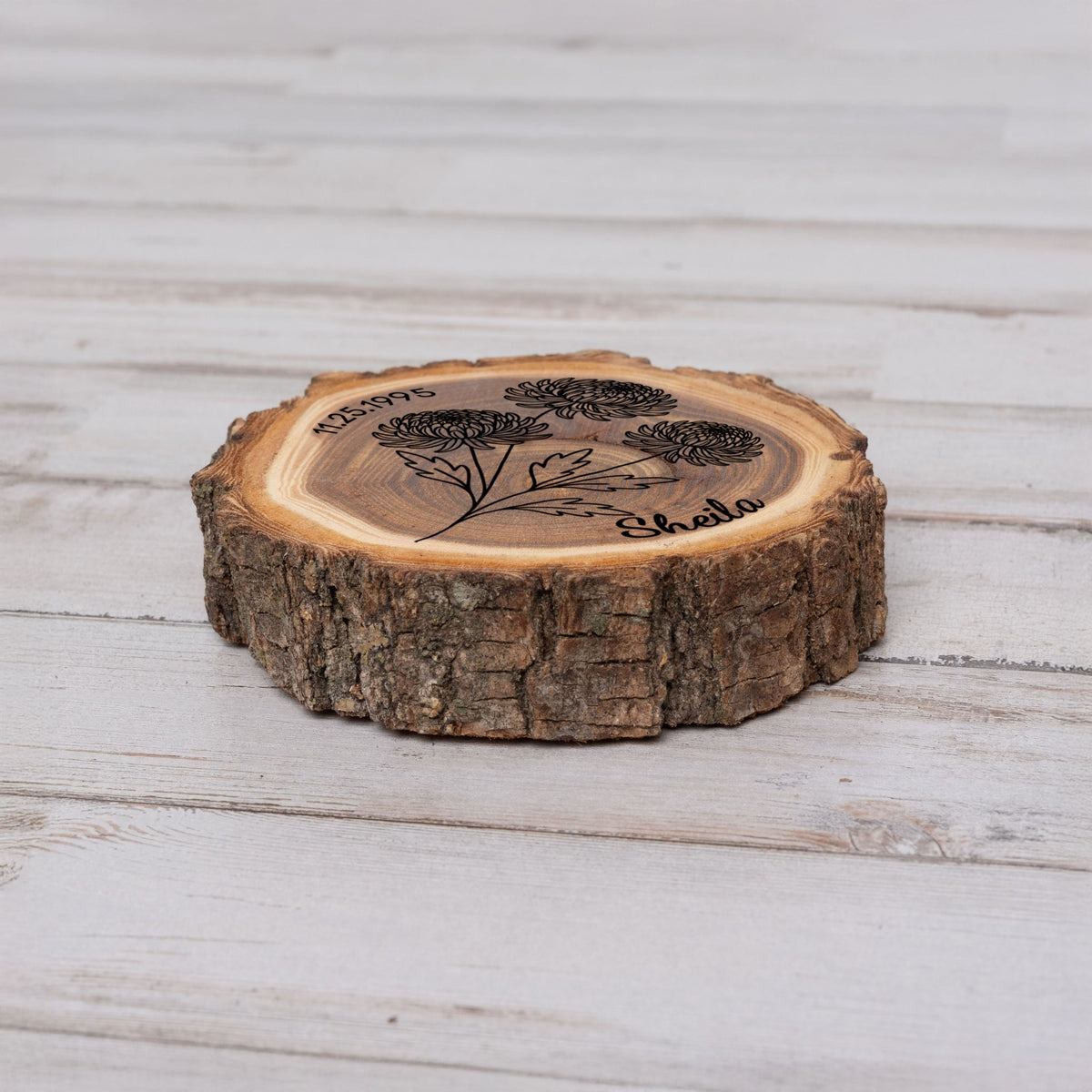 Personalized Birth Flower November Coaster, Real Wood Birth Month Flower Gift, Made in USA Birthday Gift for Her, Girlfriend, Wife, or Mom - Apparel & Accessories - Aylev