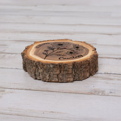 Personalized Birth Flower October Coaster, Real Wood Birth Month Flower Gift, Made in USA Birthday Gift for Her, Girlfriend, Wife, or Mom - Apparel & Accessories - Aylev