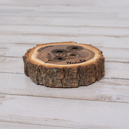 Personalized Birth Flower September Coaster, Real Wood Birth Month Flower Gift, Made in USA Birthday Gift for Her, Girlfriend, Wife, or Mom - Apparel & Accessories - Aylev