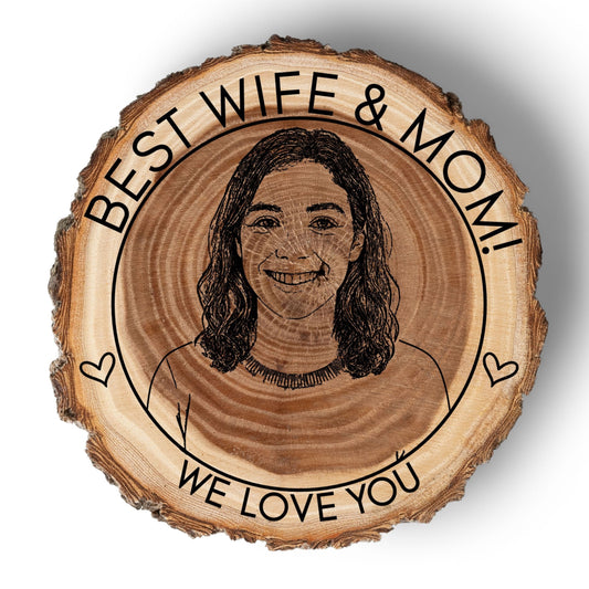 Custom Photo Engraved Wood Coaster, Personalized Gift for Couple, Family, Friends – Custom Portrait on Wood, Made in The USA,  Keepsake Gift