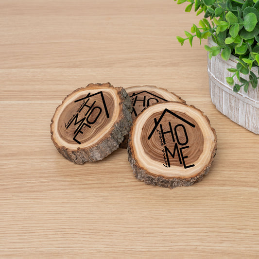 New Home Gift Coaster Set, Real Wood Coasters, Made in USA, Closing Gifts for Home Buyers, Personalized Wood Coaster Set, Housewarming Gift