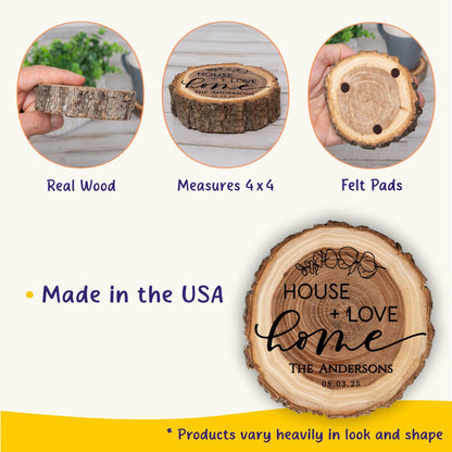 New Home Gift Coaster Set, Real Wood Coasters, Made in USA, Closing Gifts for Home Buyers, Personalized Wood Coaster Set, Housewarming Gift - Apparel & Accessories - Aylev