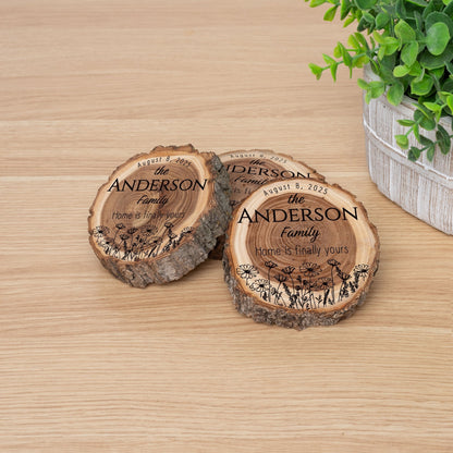 New Home Gift Coaster Set, Real Wood Coasters, Made in USA, Closing Gifts for Home Buyers, Personalized Wood Coaster Set, Housewarming Gift - Apparel & Accessories - Aylev