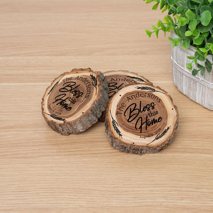New Home Gift Coaster Set, Real Wood Coasters, Made in USA, Closing Gifts for Home Buyers, Personalized Wood Coaster Set, Housewarming Gift - Apparel & Accessories - Aylev