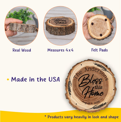 New Home Gift Coaster Set, Real Wood Coasters, Made in USA, Closing Gifts for Home Buyers, Personalized Wood Coaster Set, Housewarming Gift - Apparel & Accessories - Aylev