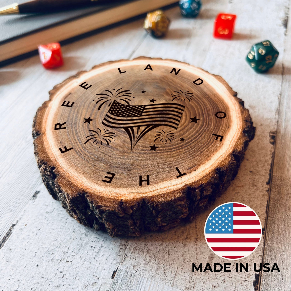 Dungeons and Dragons Real Wood USA DnD Coaster, DnD Accessories, DnD Gift for Men, DnD Stuff, DnD Gifts - Apparel & Accessories - Aylev