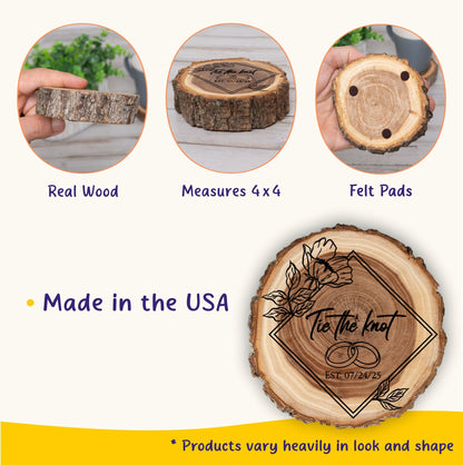 Wedding Coaster Set, Real Wood Coasters, Made in The USA, Wedding Guest Coasters, Personalized Wood Coaster Set, Custom Wedding Coasters - Apparel & Accessories - Aylev